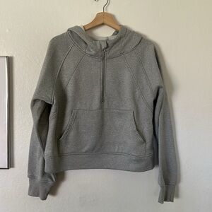 Laslulu Half Zip Cropped Hoodie in Gray Sz L